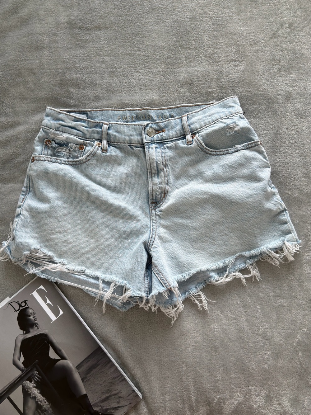 American Eagle Outfitters Light Blue Frayed Denim Shorts